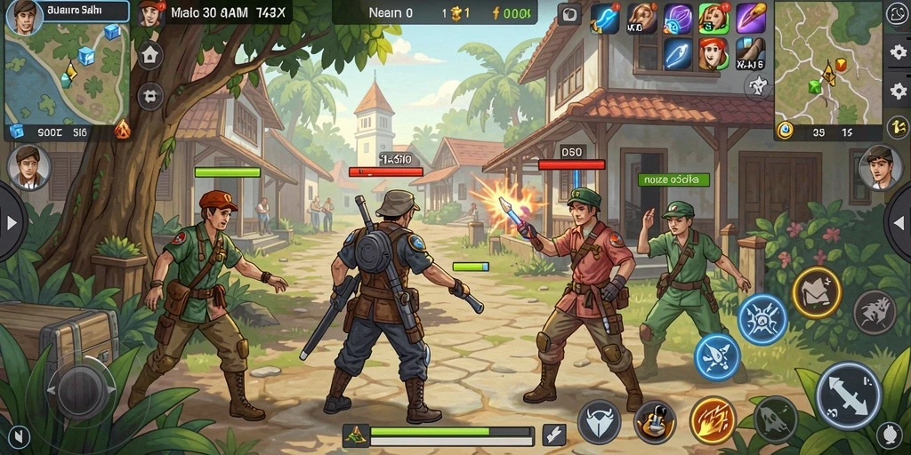 Tangkapan layar menampilkan karakter utama dalam aksi.