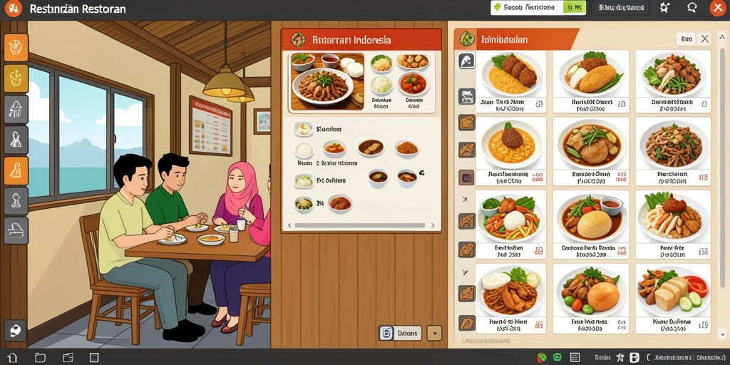 Layar utama RP55 dengan karakter utama dan pemandangan yang menawan.